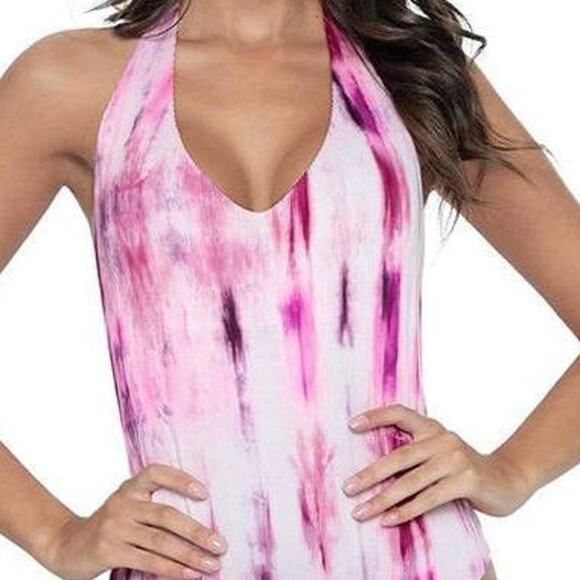 Pily Q PQ Avery Ribbed Halter One Piece in Spell Tie Dye SPE-557P Medium M NEW - Picture 2 of 5